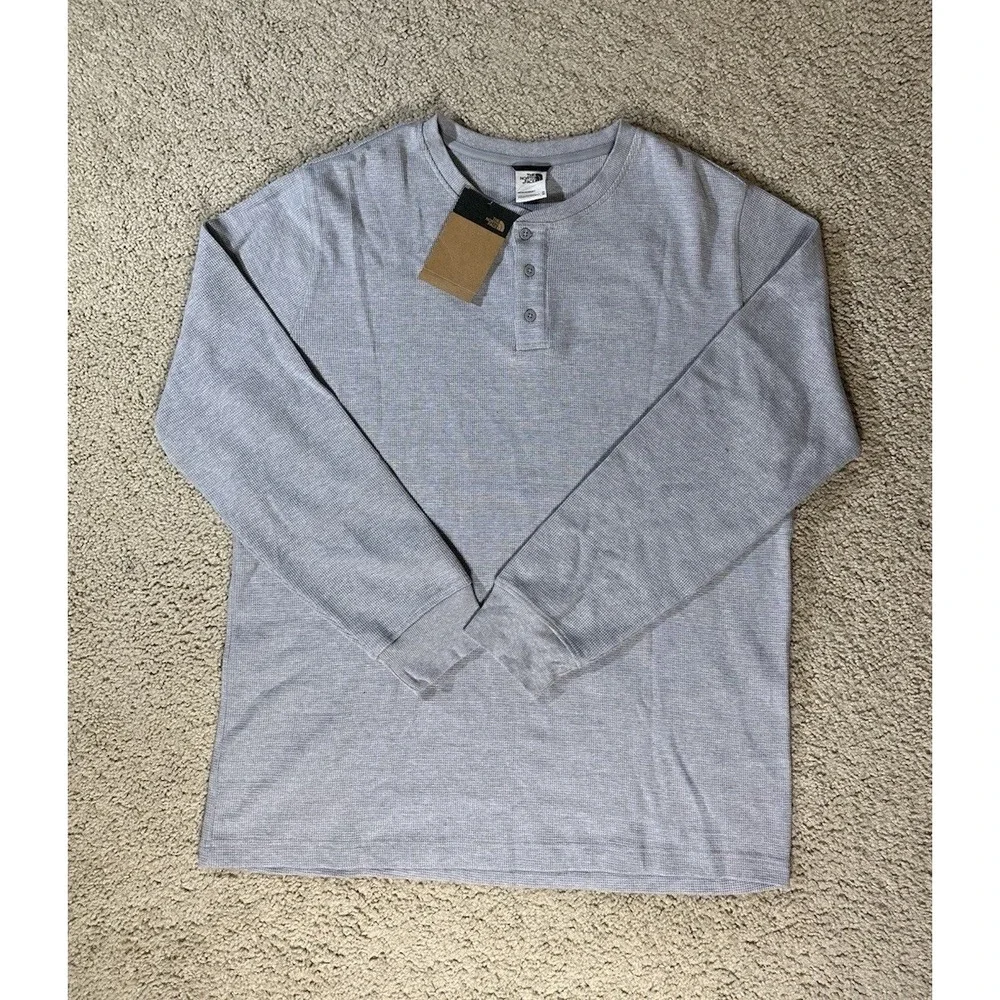 The North Face Terrain Waffle Knit Henley In Meld Gray Heather Men Size XL